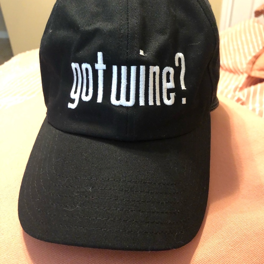 Cute and fun women’s Black hat “Got wine?”